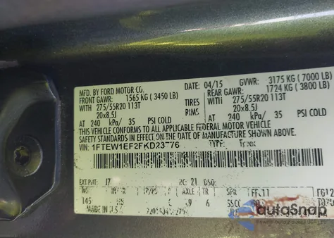 2015 Ford F-150 Lariat from USA, damaged, VIN 1FTEW1EF2FKD23776